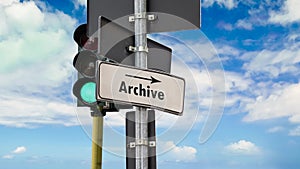 Street sign the way to archive