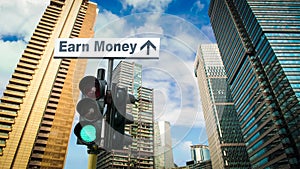 Street sign the way to earn money