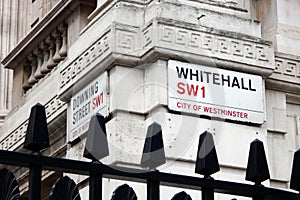 Street sign for Whitehall, SW1, London