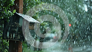 Street signs and mailboxes are dented and damaged from the relentless hail photo