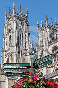 Street signs in York, England, UK.