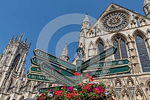 Street signs in York, England, UK.