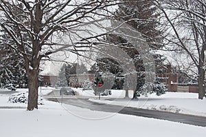 Street in the snow after massive Winter Storm.