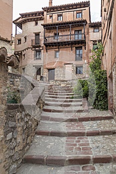 Street with stairs in Albarracin, Teruel, Spain