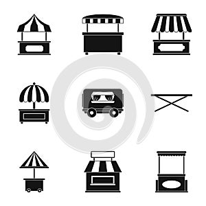 Street stall icon set, simple style