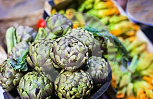 Street market .artichokes photo