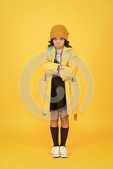 Street style. Rebel teen girl. Madcap concept. Teen age. Girl adorable stylish modern teenager. Cool schoolgirl. Have photo