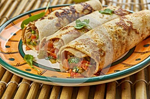 Street Style Veg Schezwan Aloo Frankie Roll photo