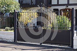 Street suburb home black steel classic house or gate garden access