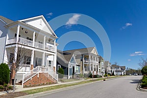 Street of Suburban residential  homes