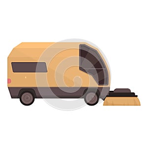 Street sweeper icon cartoon vector. Road truck