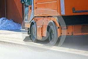 Street Sweeper Machine Cleans the Pavement