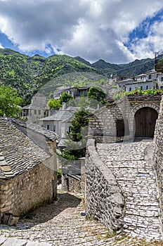 Street in Syrrako village, Epirus, Greece