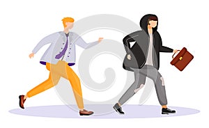 Street theft flat color vector faceless character