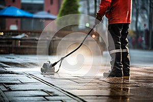 Street Tile Washing With Highpressure Washer