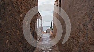 Street to the sea port in Marzamemi Sicily city