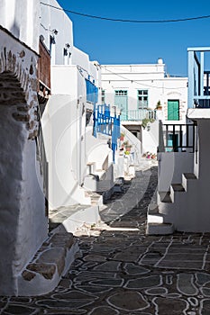 Street of town in Mediteranean Folegandros island, Cyclades, Greece