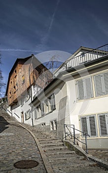 Street and traditional houses in old town zurich switzerland