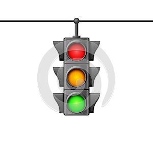 Street traffic light icon lamp. Traffic light direction regulate safety symbol. Transportation control warning photo