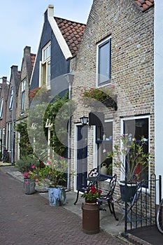 Street with typical house in the old town ZIERIKZEE on Zeeland / Netherlands
