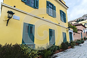 Street of the Plaka neighborhood of Athens, Greece