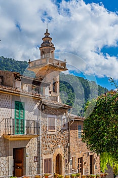 Street of Valldemossa the old mediterranean village in the mountain, landmark of Majorca island, Spain