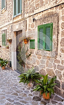 Street in Valldemossa village in Mallorca