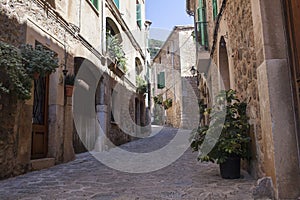 Street in Valldemossa village in Mallorca