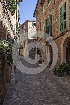 Street in Valldemossa village in Mallorca