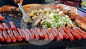 Street Vendor Cooks Meat