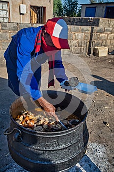 Street vendor cow heels cooking photo
