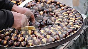 street vendor selling roasted chestnuts