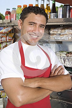 Street Vendor Standing With Hands Folded