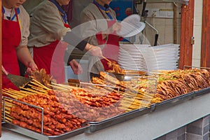 Street vendors selling food megacity China