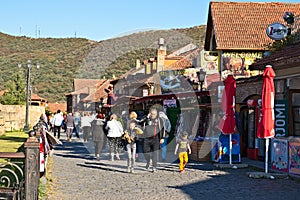 Street vendors selling traditional Georgian goods to tourists in Mtskheta, Georgia