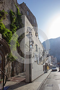 Street view of Capri Island in Italy, with Mediterranean architecture, on a sunny day