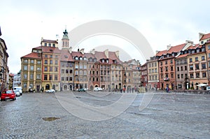 Street View of Castle Square in Warsaw, Poland