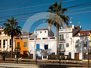 Street view of Catalan city of Vilassar de Mar on sunny day photo