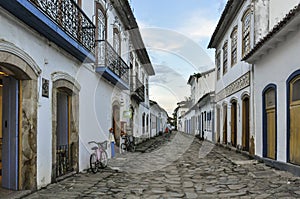Street view in the Colonial Town of Paraty, Brazil