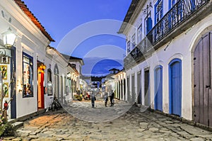 Street view in the Colonial Town of Paraty, Brazil