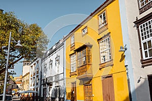 Street view with colorful ancient houses in La Laguna