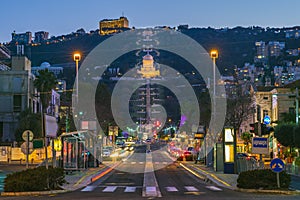 Street view of haifa and bahai shrine in israel