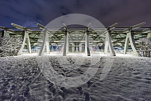 Street view of Hannover at winter evening.