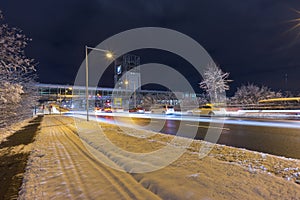 Street view of Hannover at winter evening.