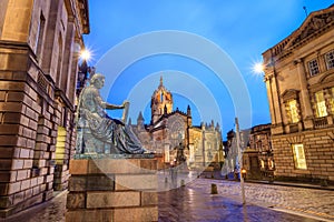 Street view of the historic Royal Mile, Edinburgh photo