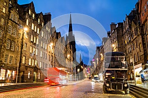 Street view of the historic Royal Mile, Edinburgh photo