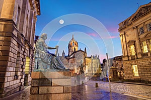 Street view of the historic Royal Mile, Edinburgh photo