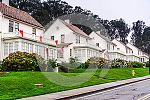 Street view of identical houses in Presidio of San Francisco, California photo