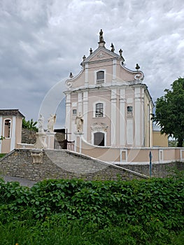 Street view of Kamianets-Podilskyi city in Ukraine