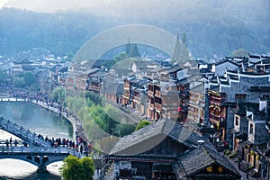 Street view local visitor and tourist atFenghuang old town Phoenix ancient town